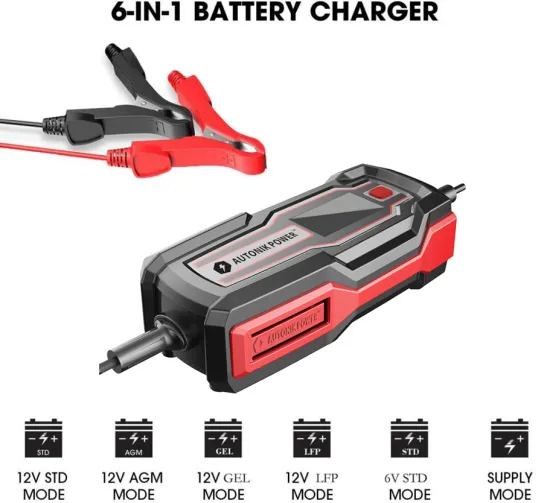 6V/12V 6A LCD Battery Charger