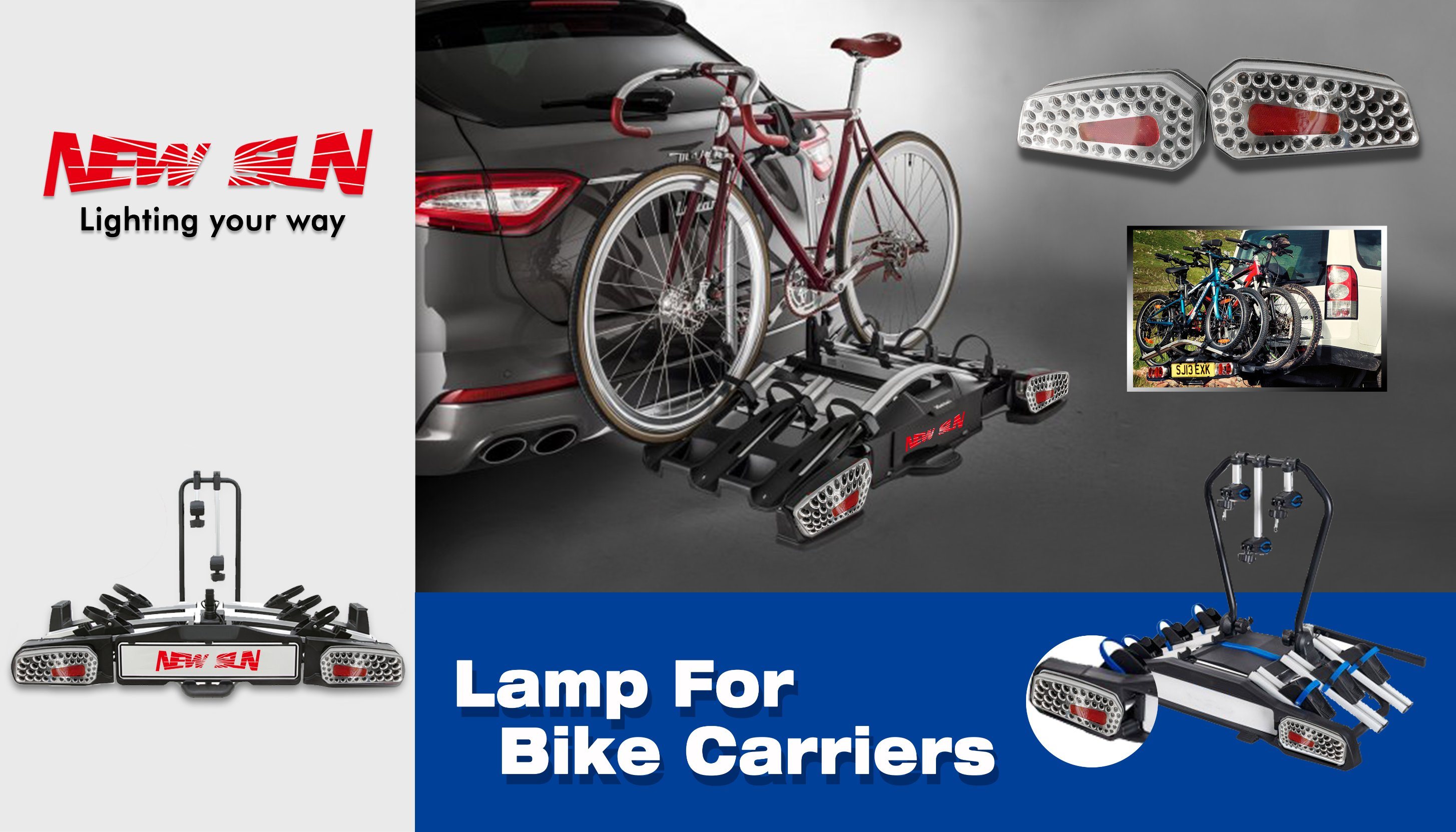 New Auto Rear Lamp for Bike Carriers/Racks Position/Stop/Fog/Reverse/Direction/Plate LED Tail Light